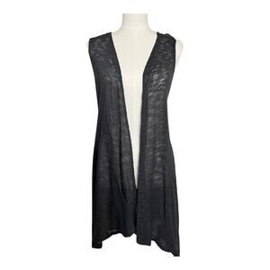 PPLA Womens Sweater Vest Gray Small Knit Open Front Cardigan Boho Casual